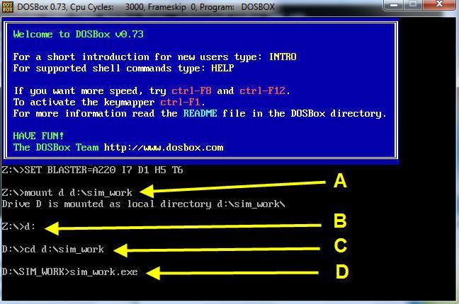 DOSBox Begrüßungsbildschirm