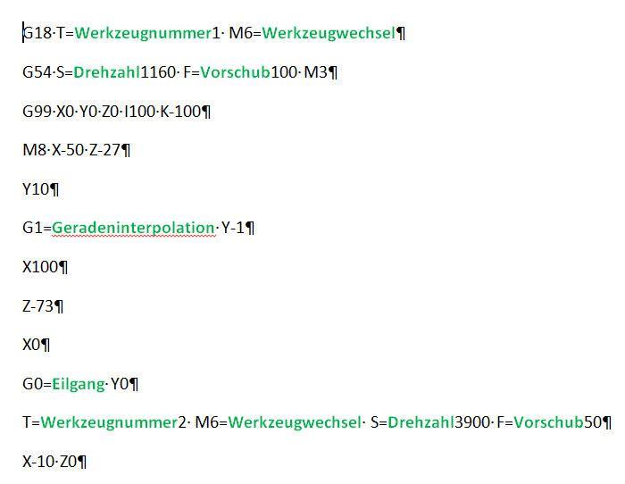 CNC-Programm mit Klartext ergänzt
