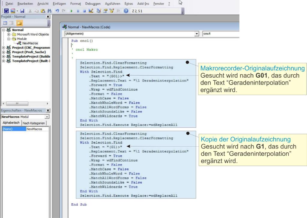 Makros im Editor bearbeiten