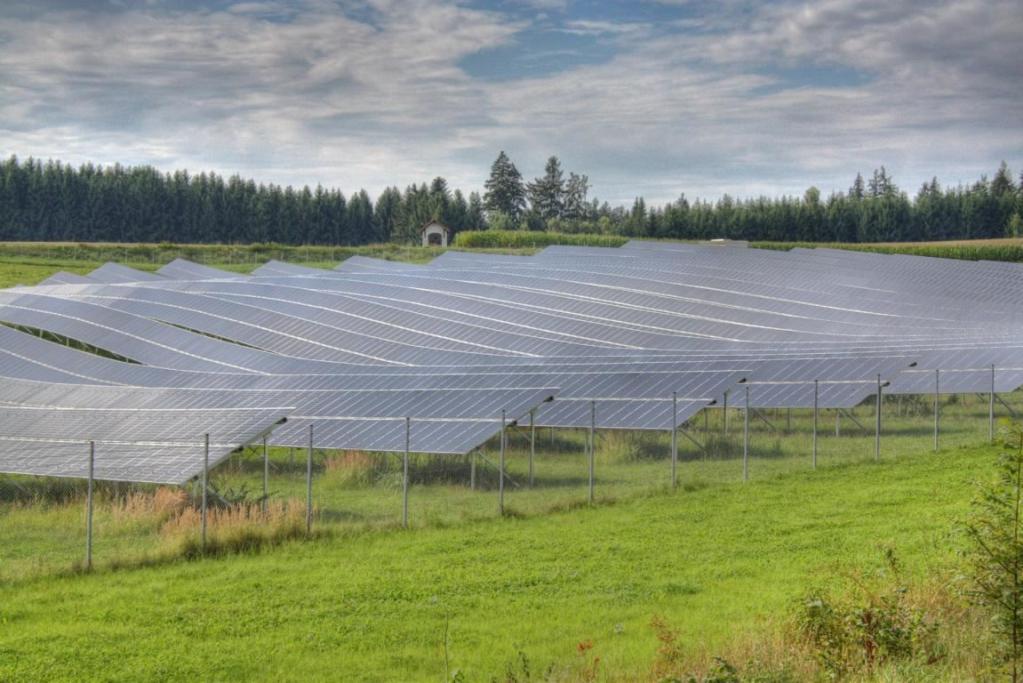 Solaranlage auf der grünen Wiese
