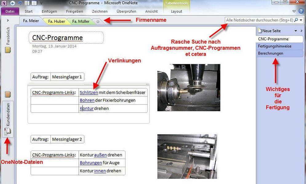 OneNote als "Zentrale" der Auftragsverwaltung