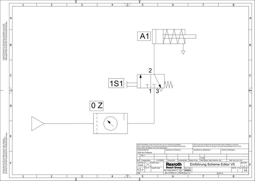 Pneumatikschaltplan mit Scheme Editor erstellt