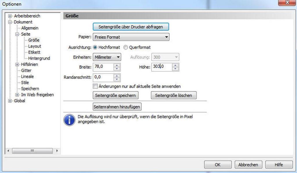 Seite einrichten